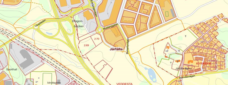 Kartbild över del av Järfälla