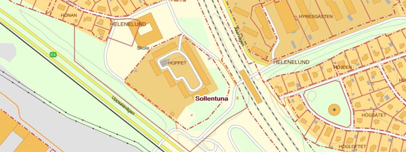 Kartbild över Helenelund, Sollentuna