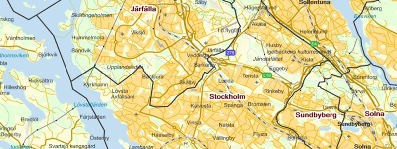 Karta över västra Stockholmsområdet