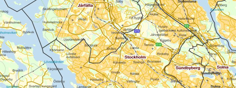 Ledningsflytt för att ge plats för Mälarbanan Karta över västra Stockholmsområdet